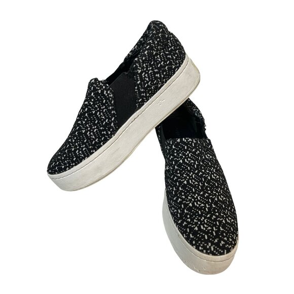 Vince Shoes - Vince Warren Tweed Knit Platform Slip On Sneakers Black White Size 6